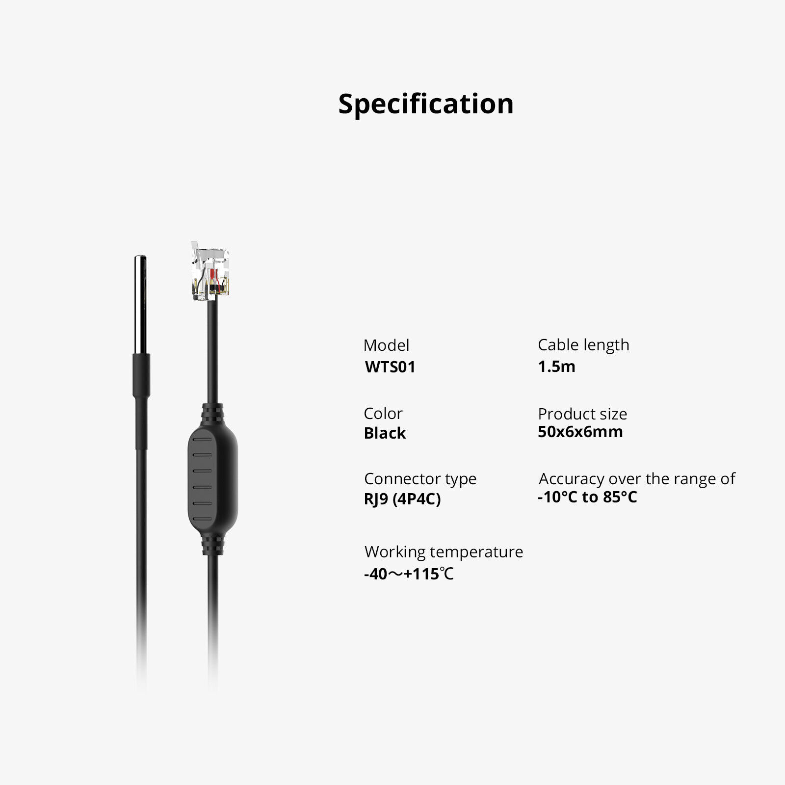 Sonoff WTS01 senzor de temperatura rezistent la apa, mufa RJ9