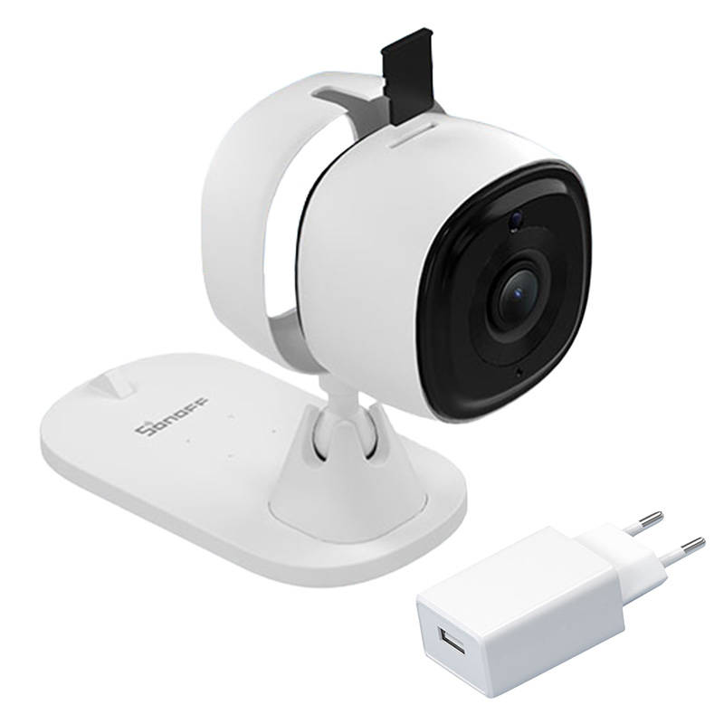 Sonoff Camera inteligenta S-CAM cu alarma sonora, Sonoff, 1080p, FHD, Wi-Fi, Alb