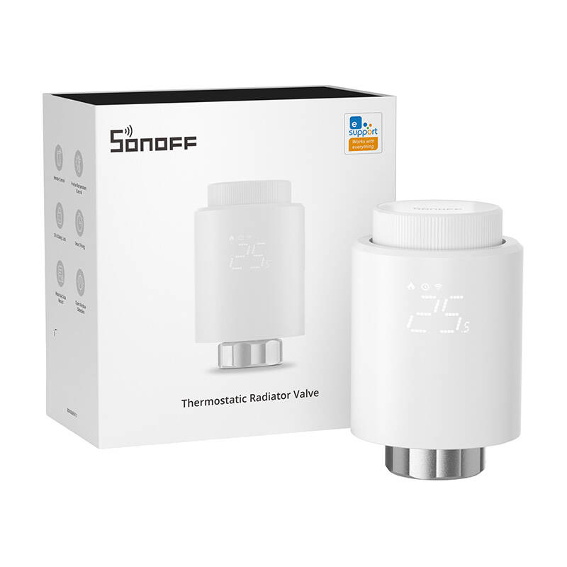 Sonoff Cap termostatic, inteligent, Sonoff TRVZB, Zigbee 3.0, Control prin aplicatie, Afisaj LCD, Alb