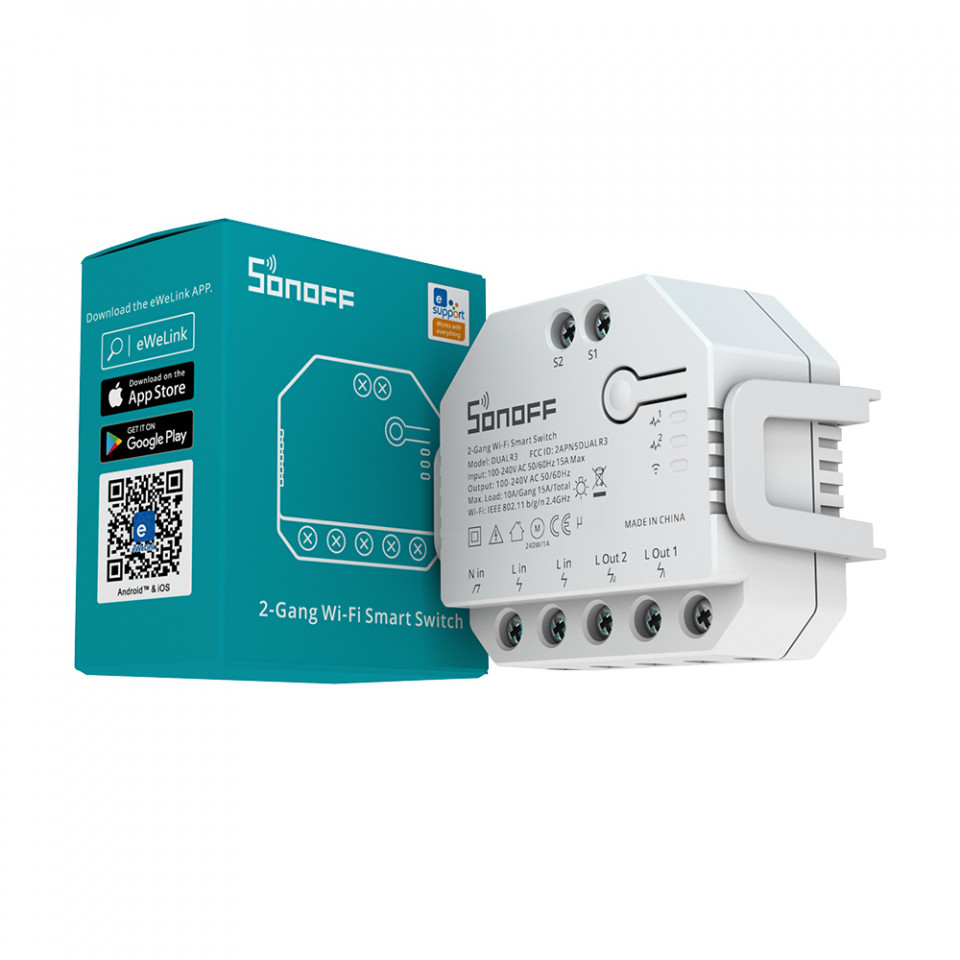 Sonoff Dual R3 WiFi si contor de energie