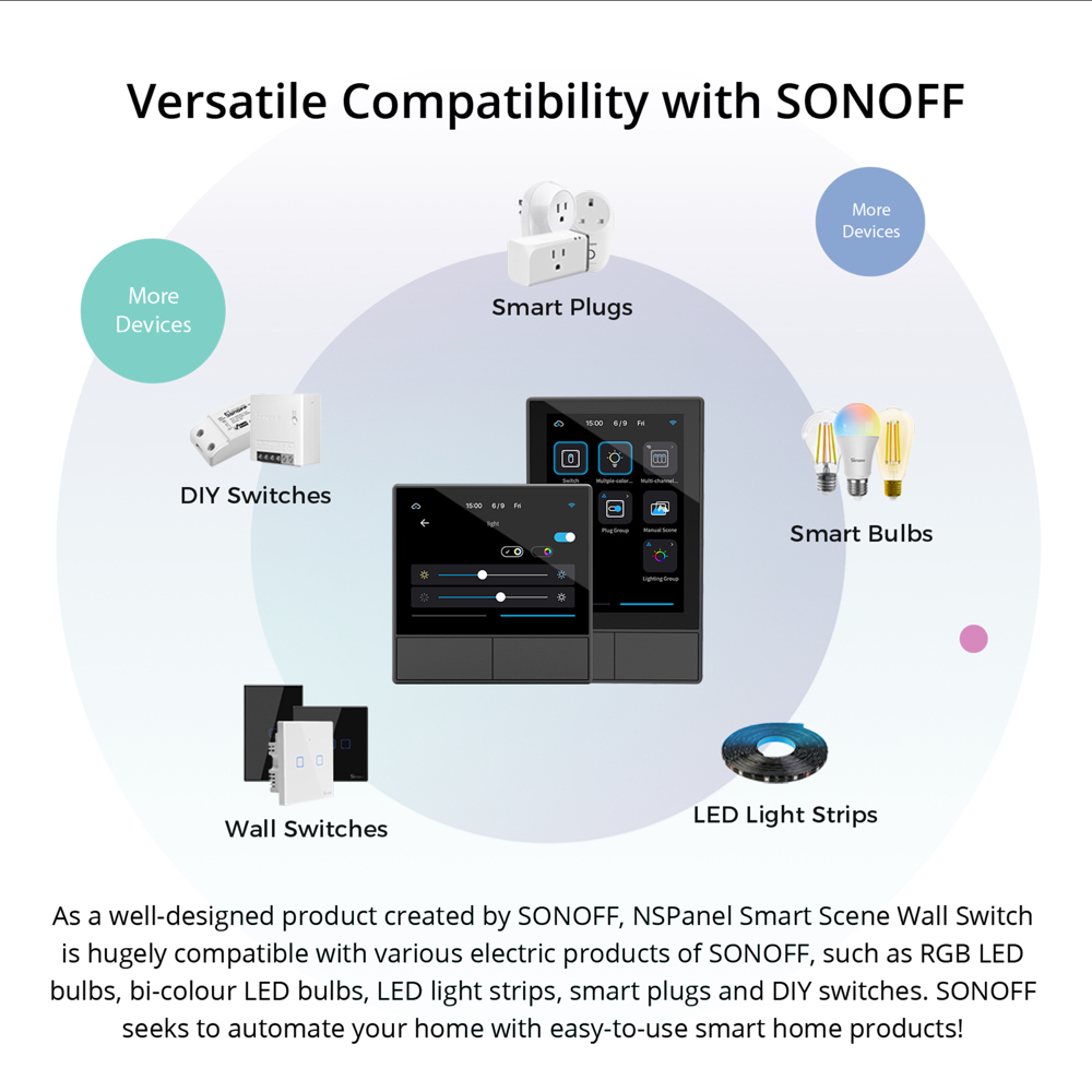 Sonoff Intrerupator Smart WiFi Sonoff NSPanel Smart Scene, Control prin aplicatie si vocal, Functie termostat, Display, Bluetooth 4.2, Negru