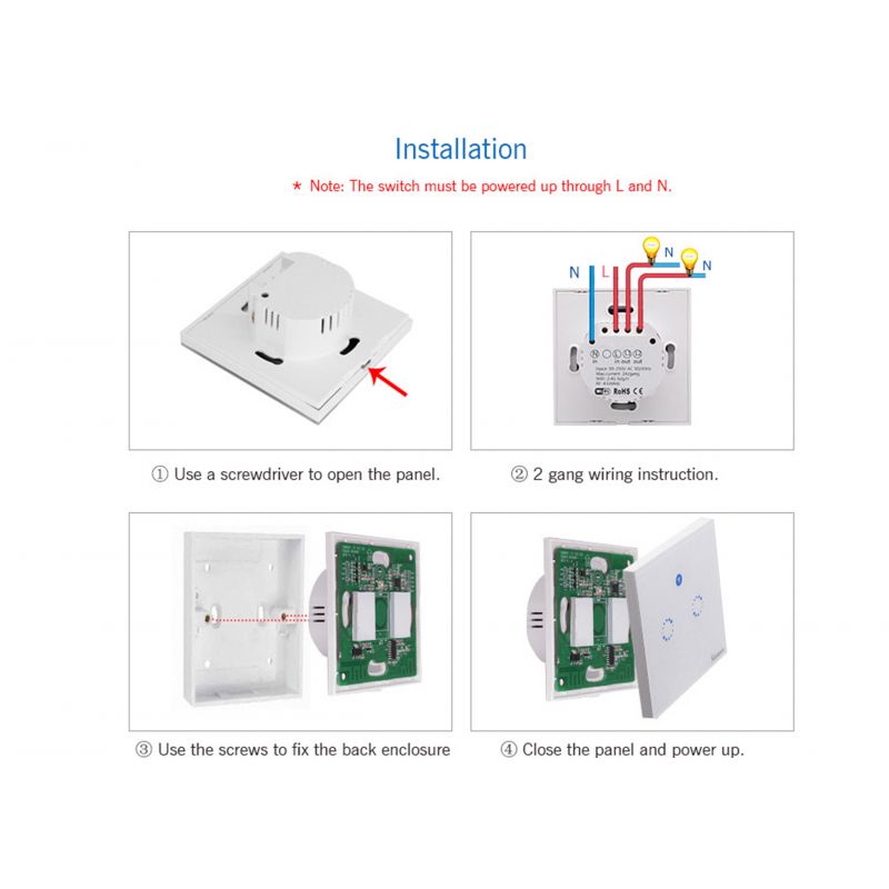 Sonoff Intrerupator tactil T1EU2C TX WiFi Sonoff 2 canale
