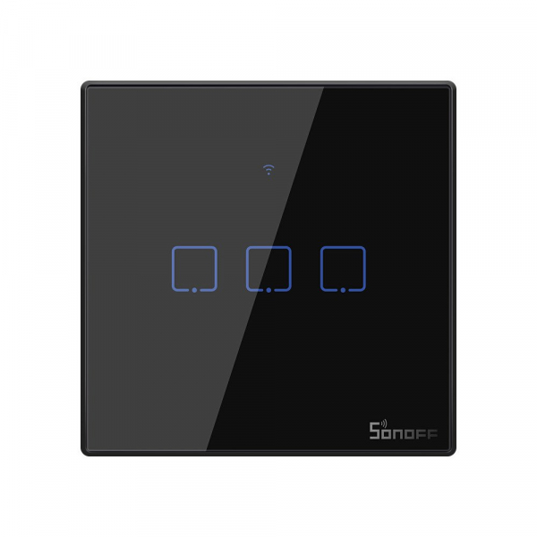 Sonoff Intrerupator tactil T3EU3C-TX negru WiFi Sonoff 3 canale