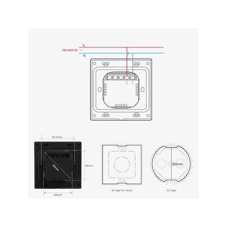 Sonoff Panou de control SMART NSPanel86PB Pro, ZigBee 3.0, WiFi, Bluetooth, Functie de monitorizare energie, termostat, interfon, Negru