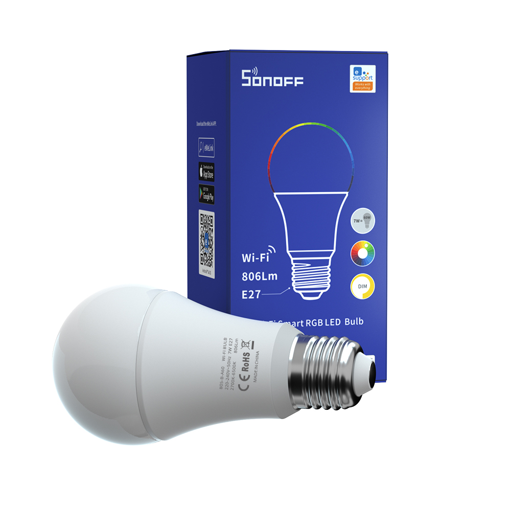 Sonoff Bec Smart LED B05-BL-A60, Control aplicatie, RGB, 9W, E27, 806lm